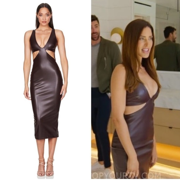 Nookie Dresses & Skirts - NWT Nookie Alexis Cut Out Faux Leather Midi Dress in Brown Chocolate